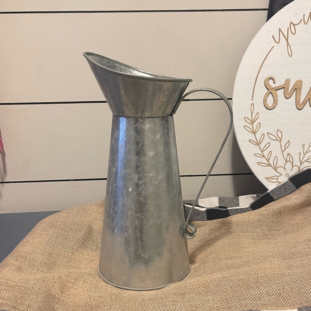 Galvanized decorative pitcher